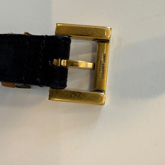 Yves Saint Laurent Cassandre Suede Belt, Black, 75cm - Picture 6 of 6